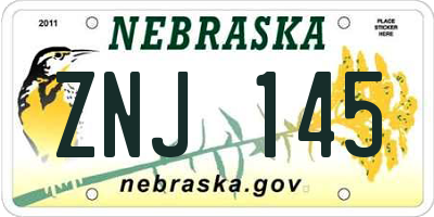 NE license plate ZNJ145