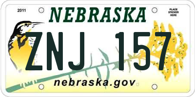 NE license plate ZNJ157