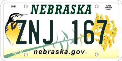 NE license plate ZNJ167
