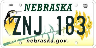 NE license plate ZNJ183
