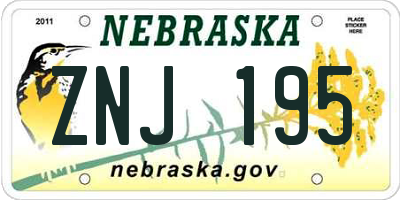 NE license plate ZNJ195