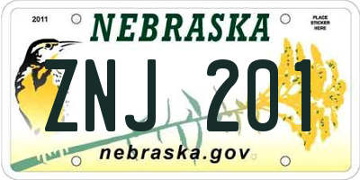 NE license plate ZNJ201