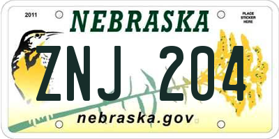 NE license plate ZNJ204