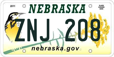 NE license plate ZNJ208