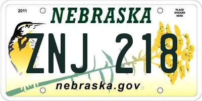 NE license plate ZNJ218
