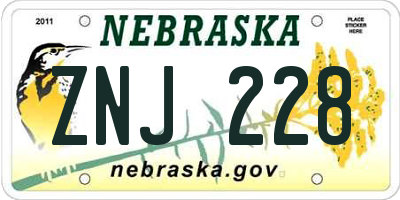NE license plate ZNJ228