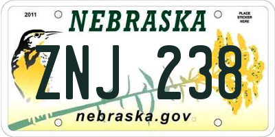 NE license plate ZNJ238