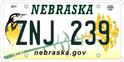 NE license plate ZNJ239