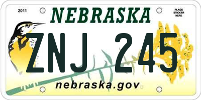 NE license plate ZNJ245
