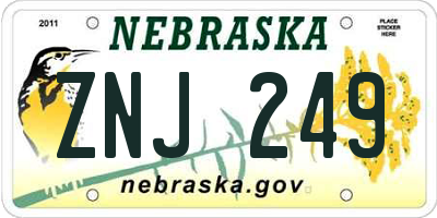 NE license plate ZNJ249