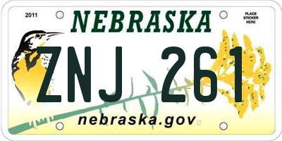 NE license plate ZNJ261