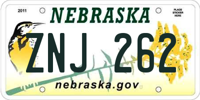 NE license plate ZNJ262