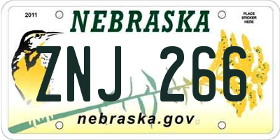 NE license plate ZNJ266