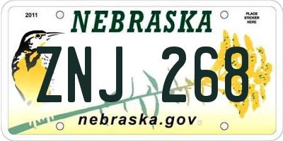 NE license plate ZNJ268