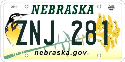 NE license plate ZNJ281