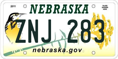 NE license plate ZNJ283