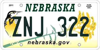 NE license plate ZNJ322