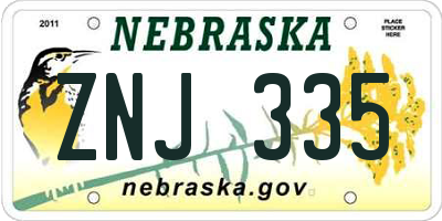 NE license plate ZNJ335