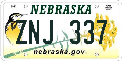 NE license plate ZNJ337