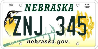 NE license plate ZNJ345