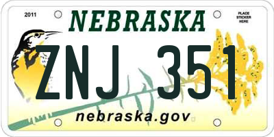 NE license plate ZNJ351