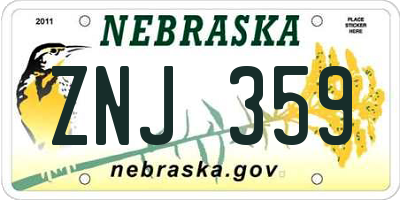 NE license plate ZNJ359