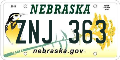 NE license plate ZNJ363