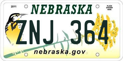 NE license plate ZNJ364