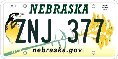NE license plate ZNJ377