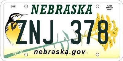 NE license plate ZNJ378