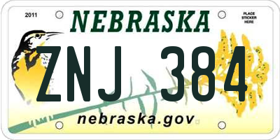 NE license plate ZNJ384