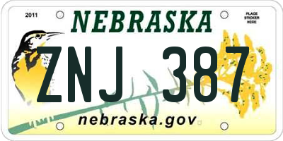 NE license plate ZNJ387