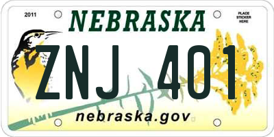 NE license plate ZNJ401