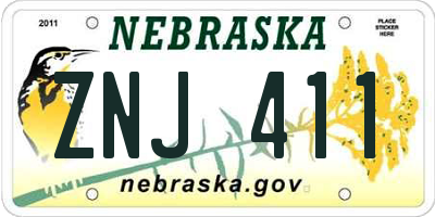 NE license plate ZNJ411