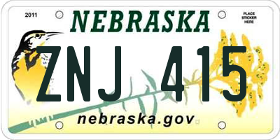 NE license plate ZNJ415