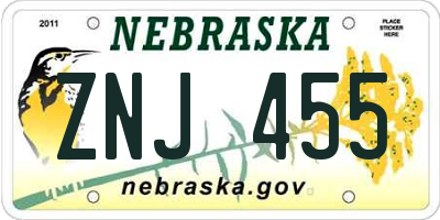 NE license plate ZNJ455