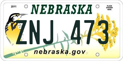 NE license plate ZNJ473