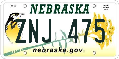 NE license plate ZNJ475