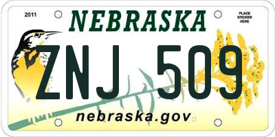 NE license plate ZNJ509