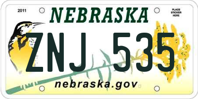 NE license plate ZNJ535