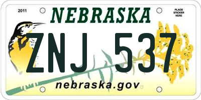 NE license plate ZNJ537