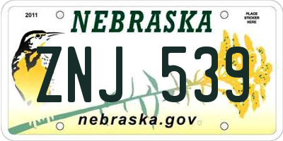 NE license plate ZNJ539