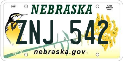 NE license plate ZNJ542