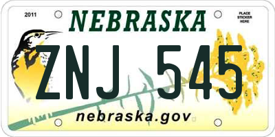 NE license plate ZNJ545