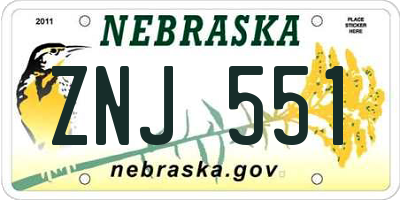 NE license plate ZNJ551