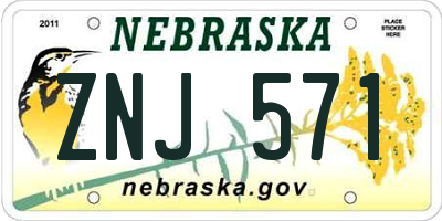 NE license plate ZNJ571