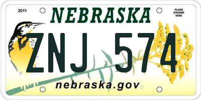 NE license plate ZNJ574