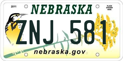 NE license plate ZNJ581