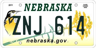 NE license plate ZNJ614