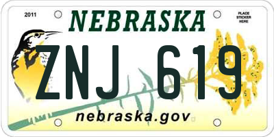 NE license plate ZNJ619